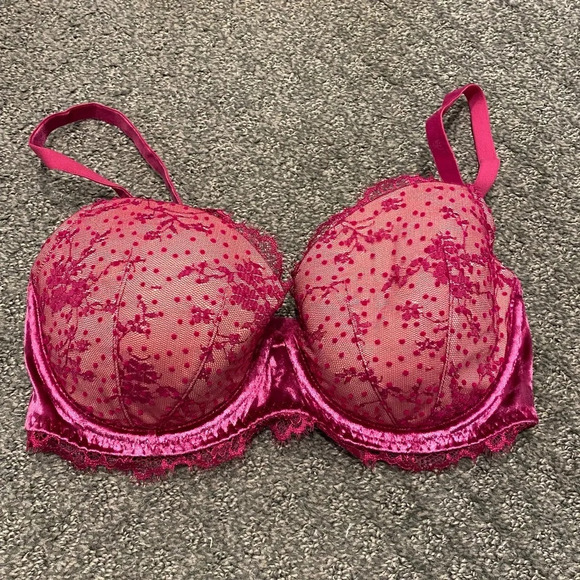 New! Victoria’s Secret Dream Angels Lined Demi Purple Pink Velvet Lace Bra 16140 - Picture 4 of 13